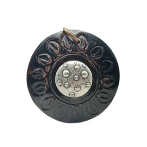 Beautiful Large Round Rustic Button  Medallion Pendant 2.4 x 2.4